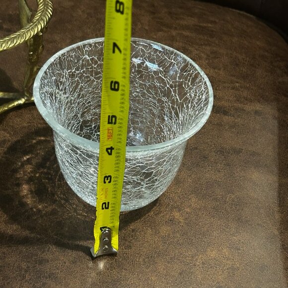 Vintage 3 Leg Brass Cherubs Cupid Pedestal Stand With Crackle Glass Bowl - Picture 15 of 16